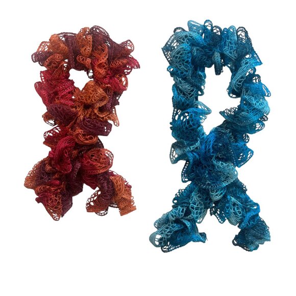 Handmade Accessories - Blue & Red Lacey Scarves